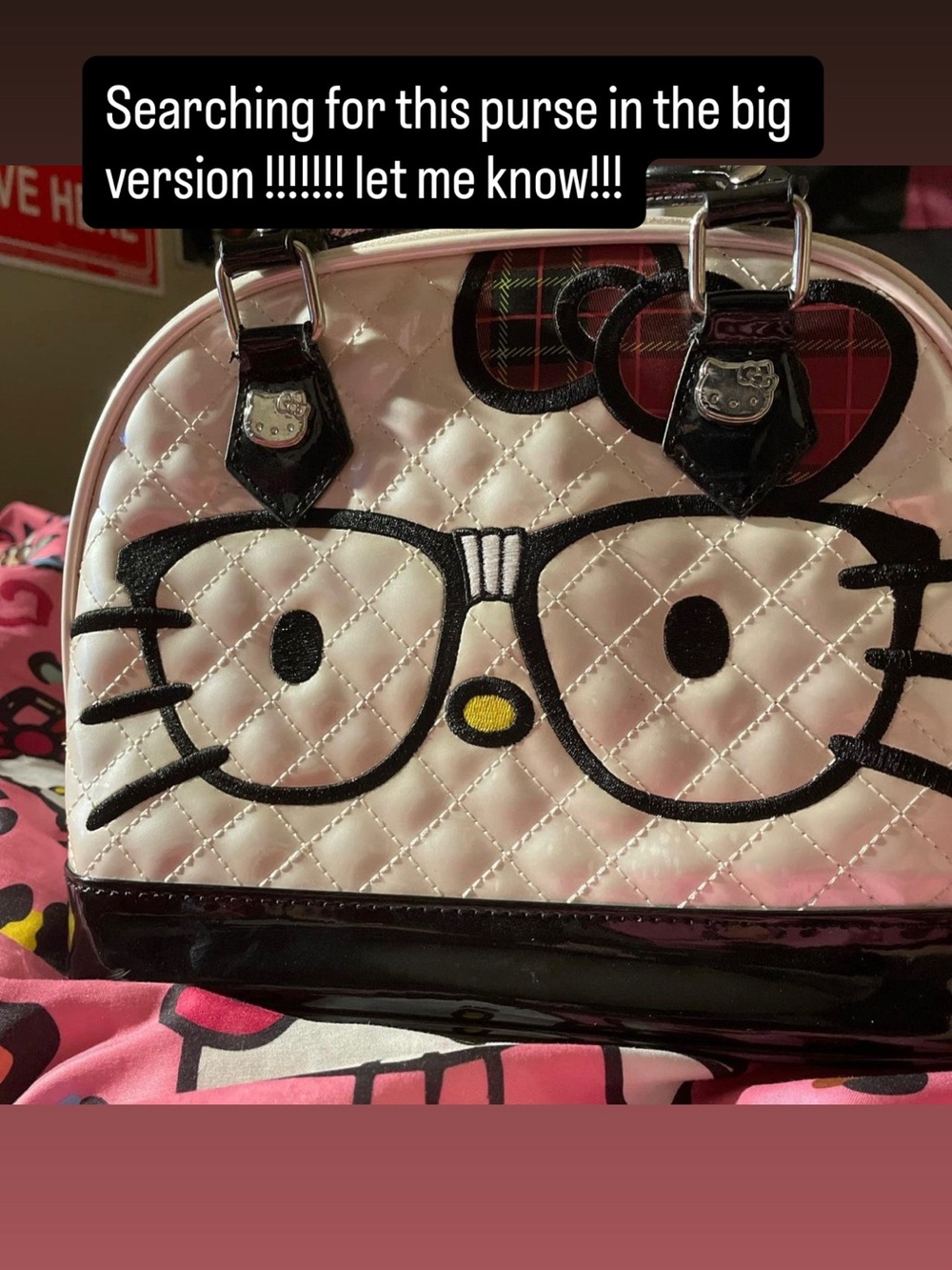 Hello Kitty Quilted Satchel Bag - White, Black & Yellow Accent